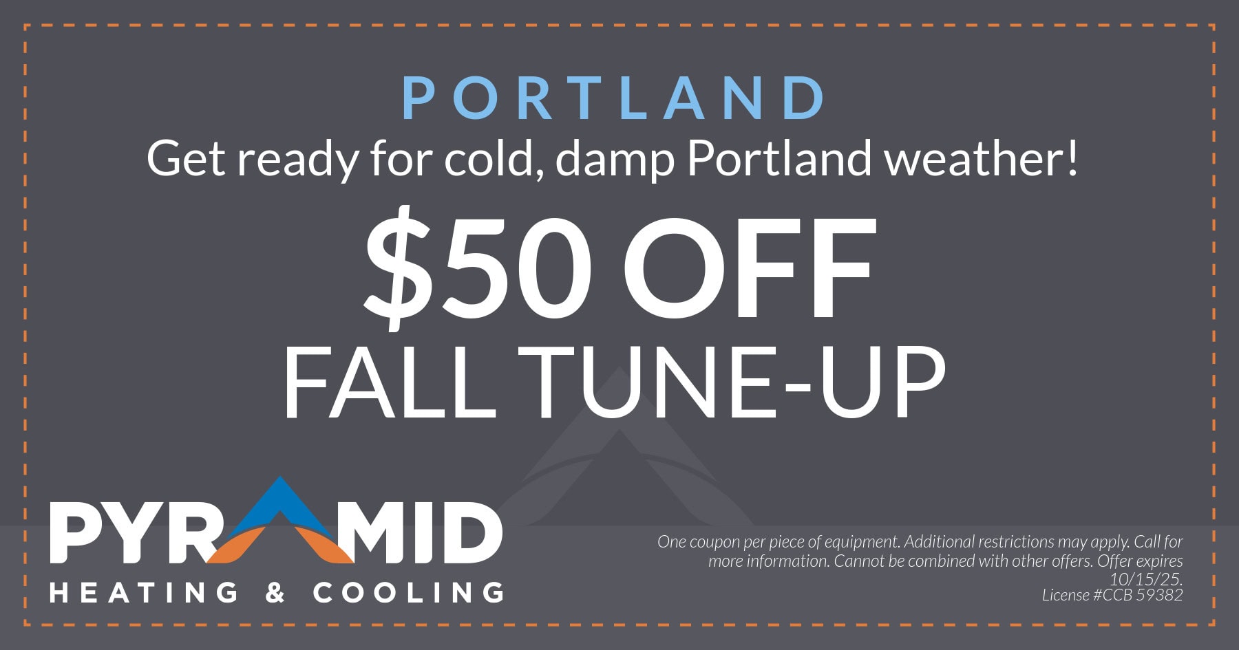 Portland $50 OFF Fall Tune-Up. Get ready for cold, damp Portland weather!
